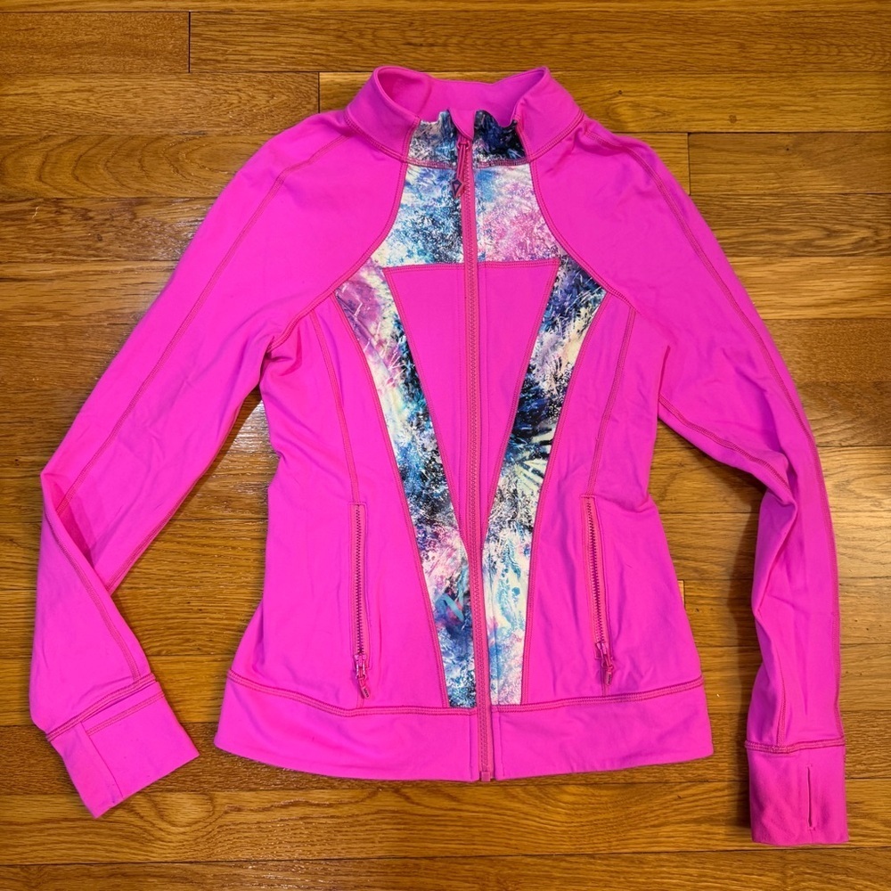 Ivivva (Lululemon) Fitted Activewear Define Style Jacket Pink and Blue - Size 14